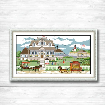 

Happy family scenery Carriage diy painting dmc 14CT11CT counted cross stitch Needlework Set Embroidery kits chinese cross stitch