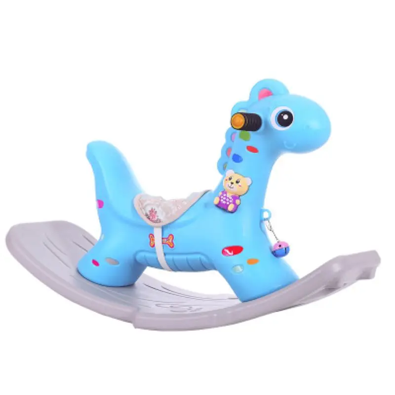 

New Unicorn Children's Trojan Horse with Music Dual Use Rocking Horse Back Plastic Kids Ride on Toys 1-6 years old Kids Rocking