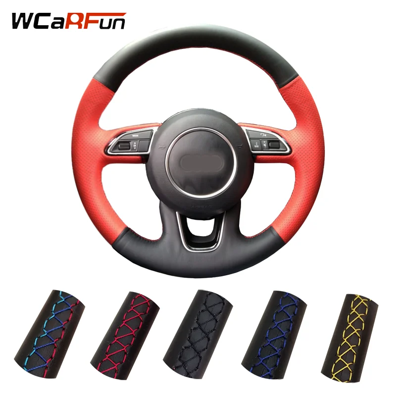 

Чехол на руль WCaRFun для Audi Q3 (8U) 2015-2018 Q5 (8R) 2013-2017 Q7 (4L) 2012-2015 SQ5 (8R), углеродистая кожа, черный