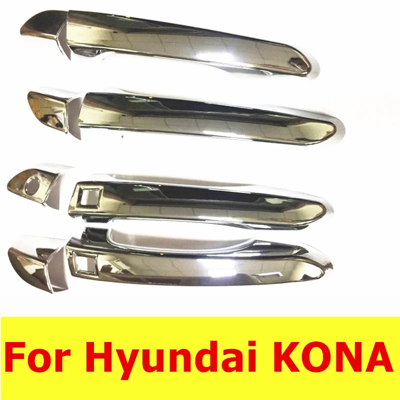 8 шт./компл. для Hyundai KONA 2018-2021 ABS Хромированная Крышка дверных ручек наклейка
