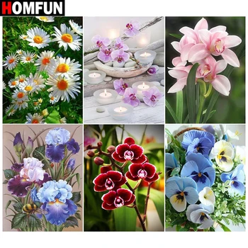 

HOMFUN 5d Diamond Painting Full Square/Round "Flower grass wildflower" Picture Of Rhinestone DIY Diamond Embroidery Home Decor