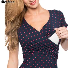 Best Offers Breastfeeding dress for pregnant women with wave point printing and short sleeves for pregnant women summer jacket for feeding Best Offers Breastfeeding dress for pregnant women with wave point printing and short sleeves for pregnant women summer jacket for feeding