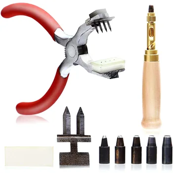 

Leathercraft Prong Lacing Stitching Punch Screw Hole Punch Silent Set Stitching Hole Punch Tools 6 in 1 Automatic Hole Punch Dri