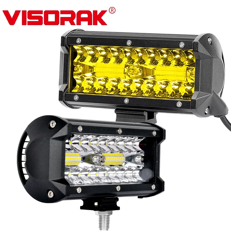 VISORAK 7 pulgadas ámbar camión LED Luz de niebla Offroad Barra de luz LED de obra para Jeep remolque Auto Off Road 4x4 4WD SUV ATV Tractor Auto