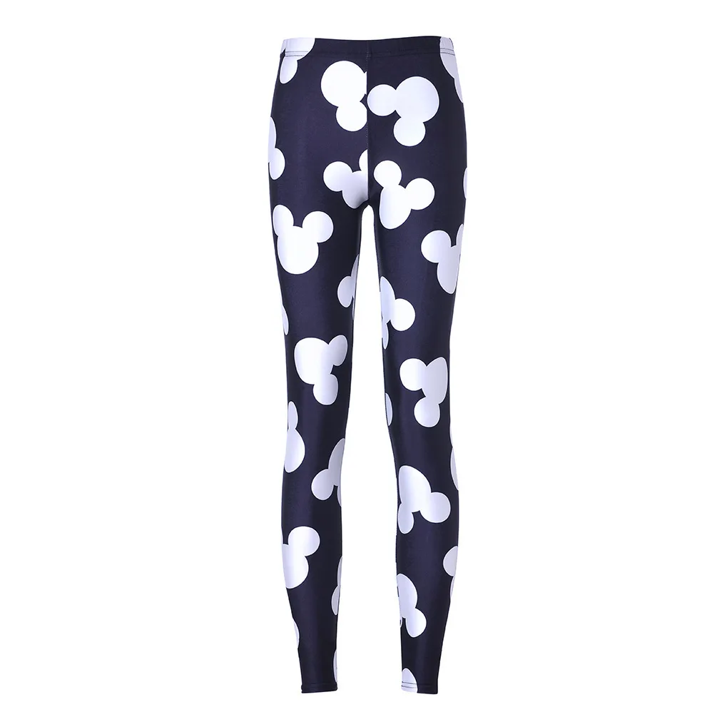 Disney Stretch Pants Mickey Mouse Printed Tight Hip Lift Women Ankle-Length Leggings Fitness High Waist Elastic Push Up Trousers