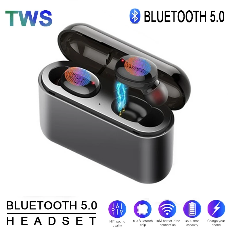 TWS Bluetooth 5 0 Беспроводные сенсорные наушники для HIFI музыкальная Спортивная