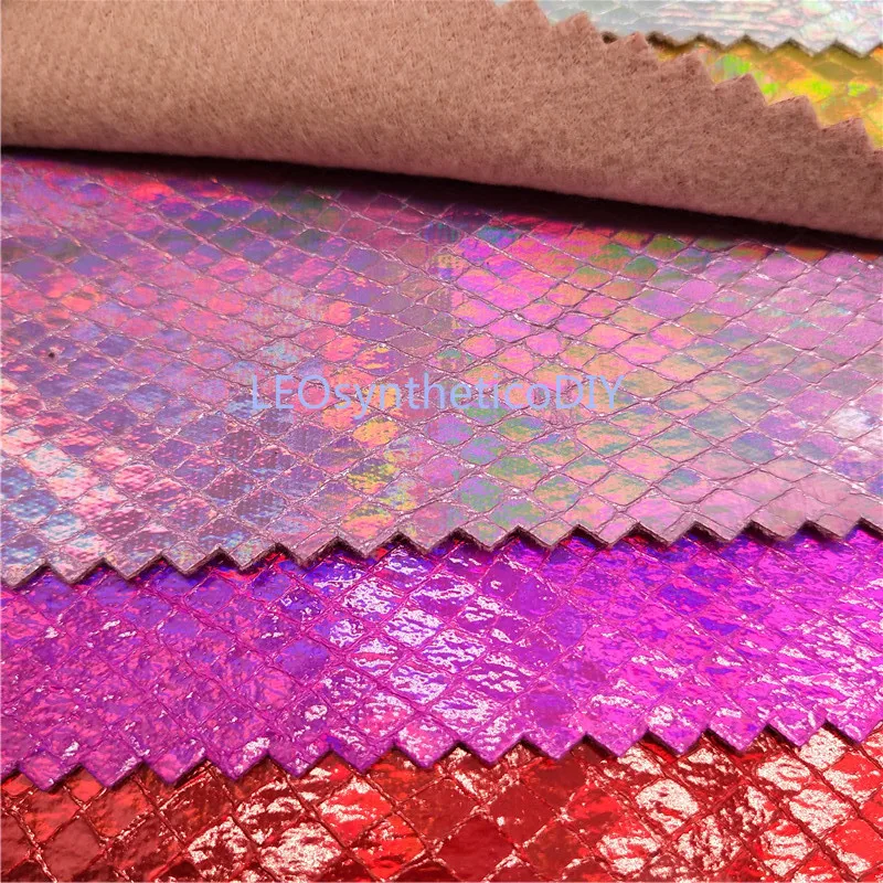 91x134cm Iridescent Snake Faux Leather Fabric, Synthetic Leather Fabric, PU Leather Fabric for Bows DIY accessories P366