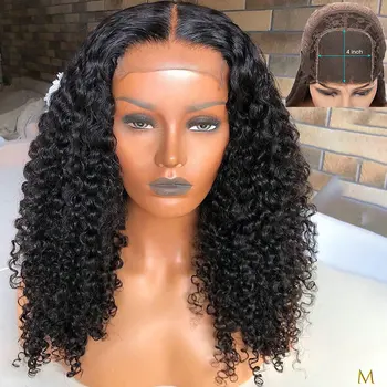 

4*4 Lace Closure Wigs Human Hair Wigs For Black Women 150% Coily Kinky Curly Wig Remy Black Knots Brazilian Hair Pre Plucked JKO