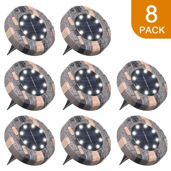 

8pcs Solar LED Underground Lamps Buried Light Outdoor Waterproof IP65 Path Way Garden Decking White Warm Light Landscape Lights