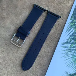 Kebitt Genuine Leather Apple Watch Strap - Elegantly Crafted Watchband for 49(Iwatch Ultra12) (Navy(Black)-Big)