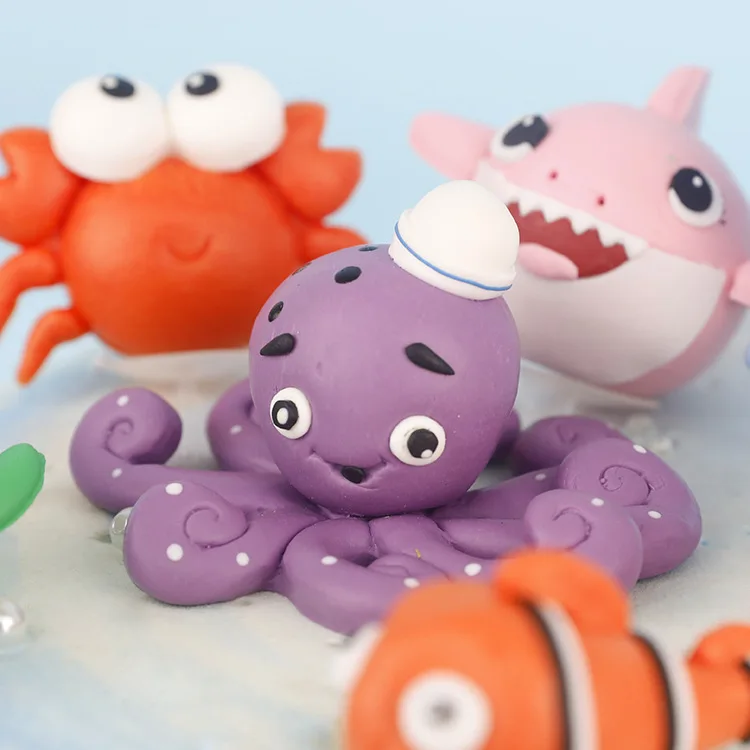 Summer Sea Animal Crab Cake Topper Mermaid Theme Cupcake Decor Mermaid Girl One 1st Happy Birthday Party Decor Kids Baby Shower