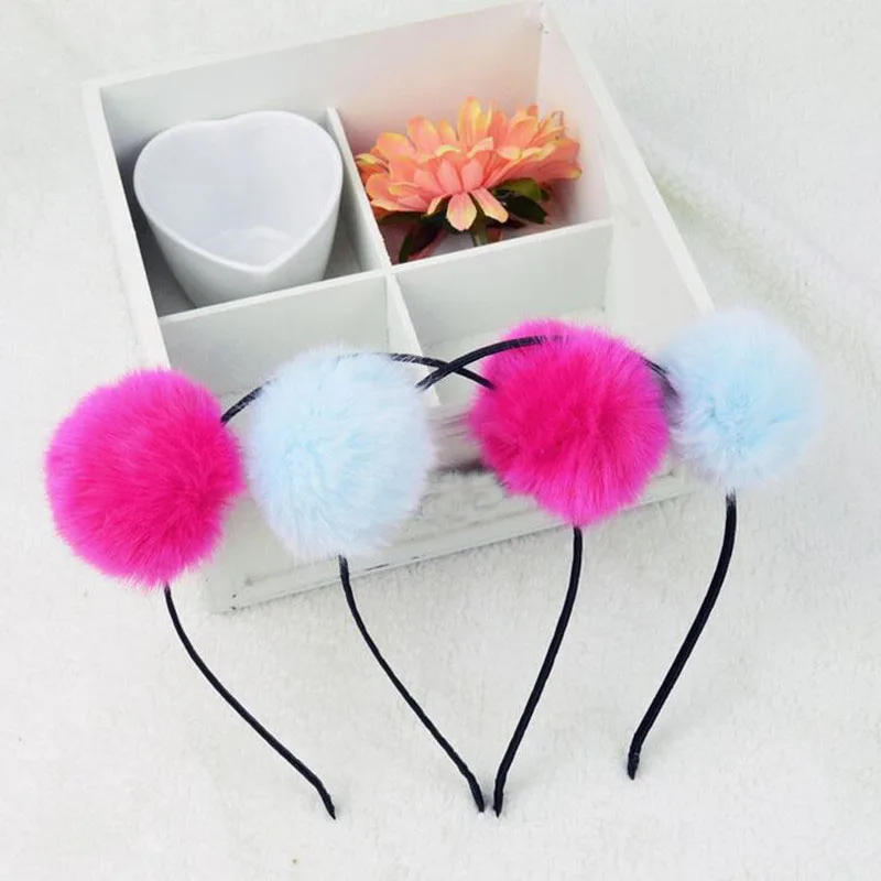 Women Prom Pom Ball Headband Cheering Leader Pompom Hairbands Hair Party Favor wedding birthday | Дом и сад