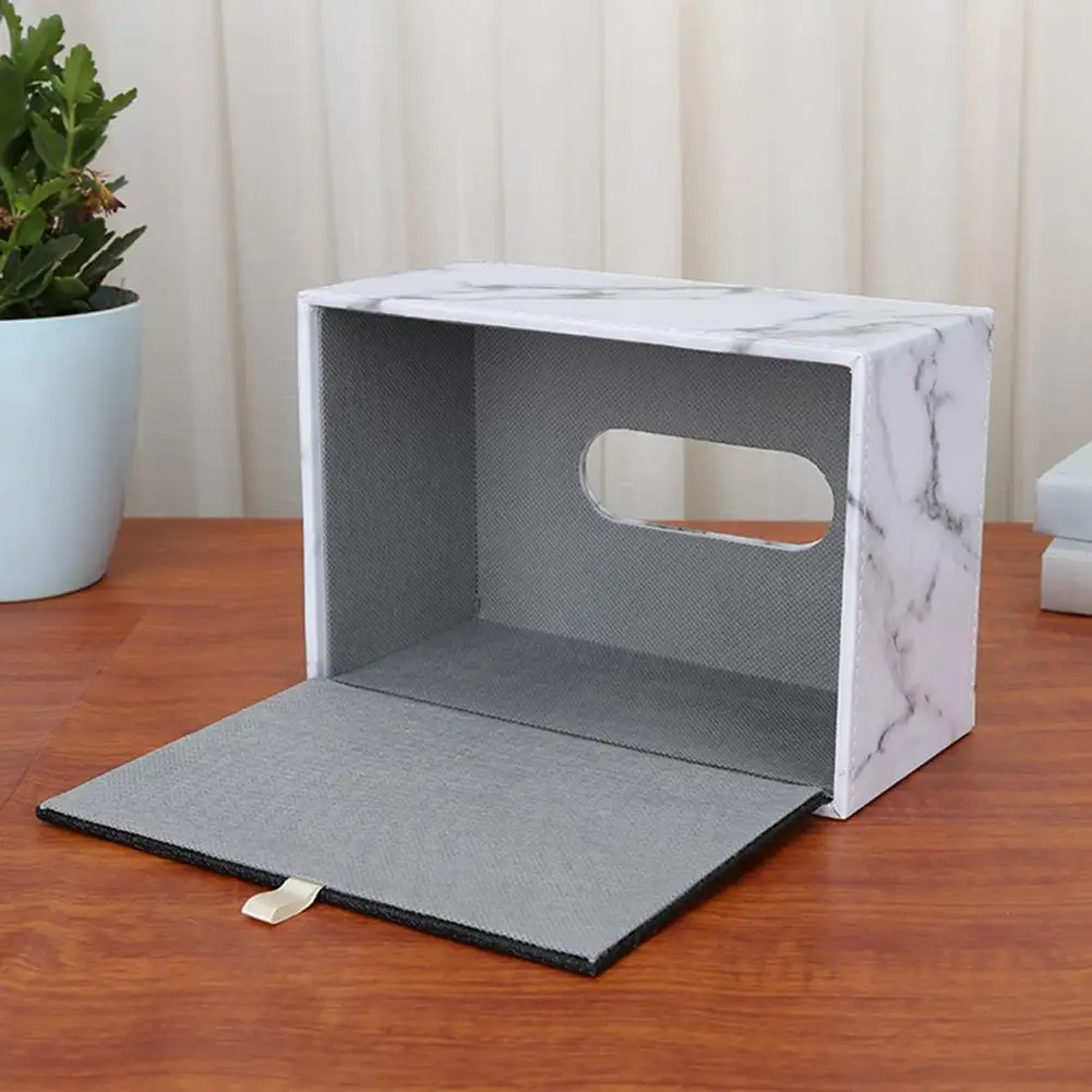 Nordic Fashion Marble Pattern High-quality PU Leather Drawer Box Rectangular Paper Box Household Leather Tissue Napkin Holder 5