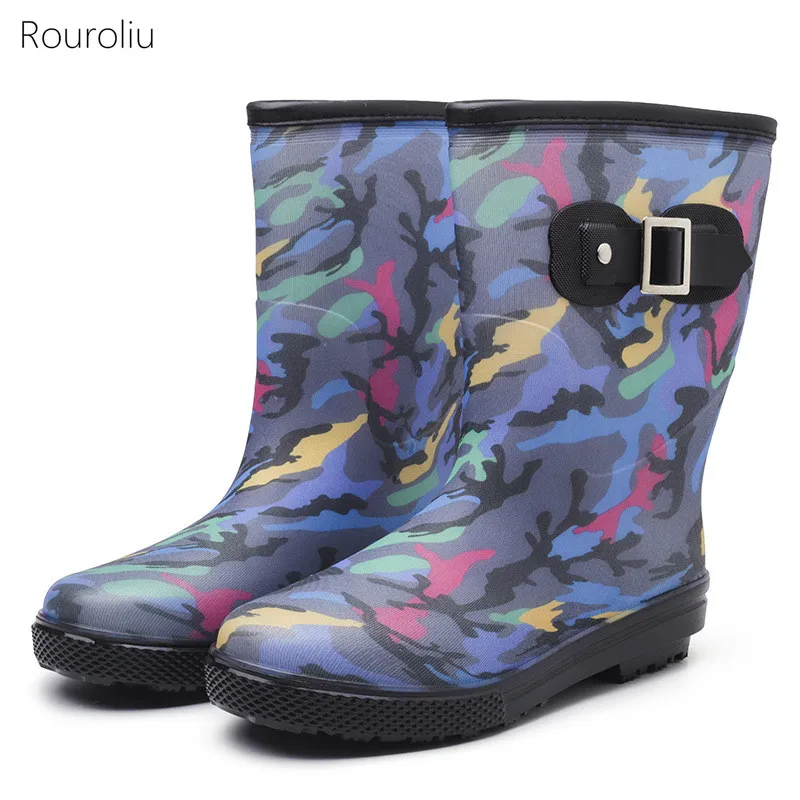 Men Hot Fashion Camouflage Mid-Calf Rain Boots Spring Autumn Light Comfort Work Water Non-slip Waterproof PVC Shoes |