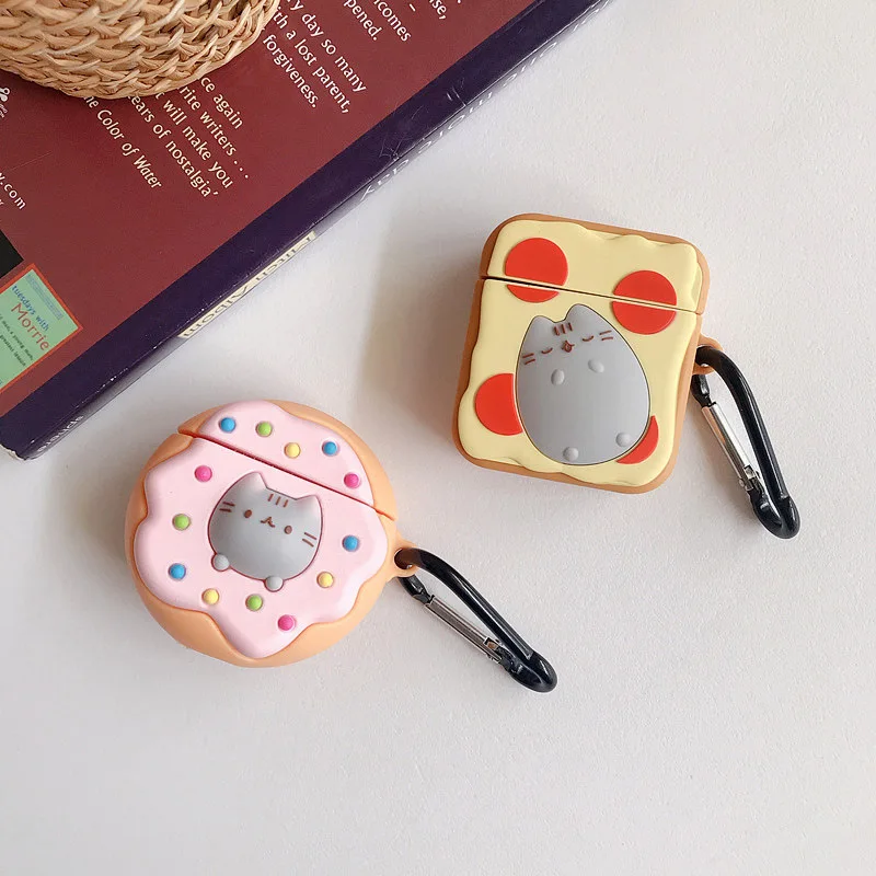 Новые Милые Пончики кошка наушники чехол для Apple AirPods милый мультфильм силиконовый наушник беспроводной Bluetooth животное защитный чехол