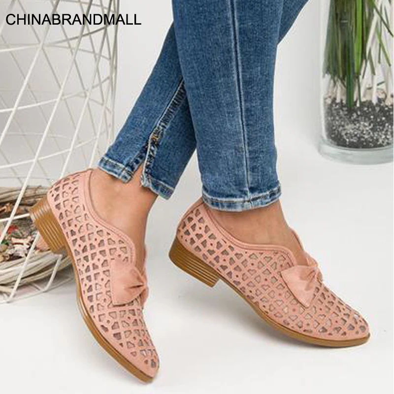 

2020 New Fashion Bowtie Pointed Toe Women Flats Spring Shoes for Woman Platform Slip on Loafers Leather Drop Shipping