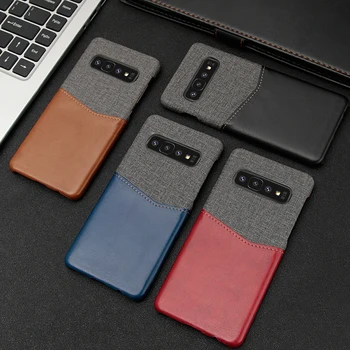 

wlzcyhbd Fabric Leather Sew Card Slot Phone Cases For Samsung Note 10 8 9 Color Blocking Thin Cover For Samsung S10 S8 S9 Plus