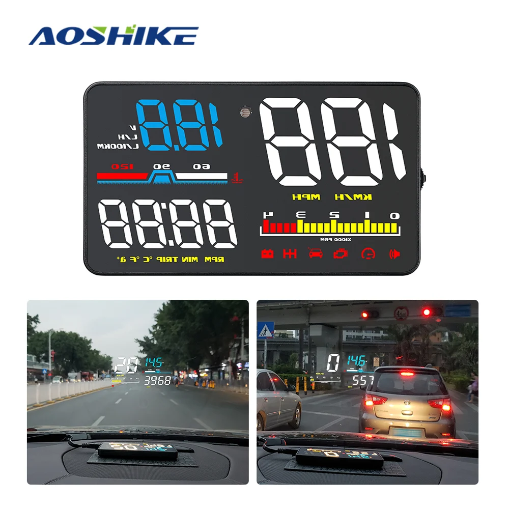 AOSHIKE OBD2 HUD Дисплей дисплей автомобиля Спидометр лобовое стекло проектор на борту