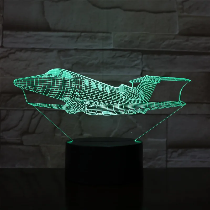 Летательный аппарат самолет светодиодный 3d-ночник 16 цветов меняющая лампа светильник на Хэллоуин акриловая Иллюзия настольная лампа для детей подарок Прямая поставка