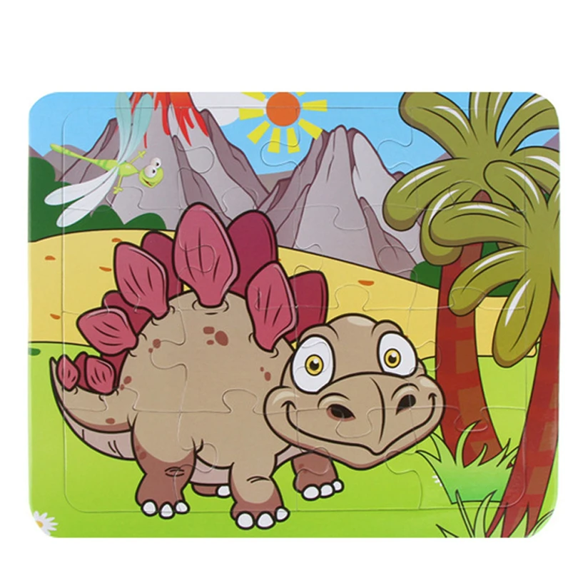 Wooden 3D Jigsaw Magic Water Drawing Painting Board Dinosaur Puzzles Educational Developmental Kids Training Toys Baby Gifts A20