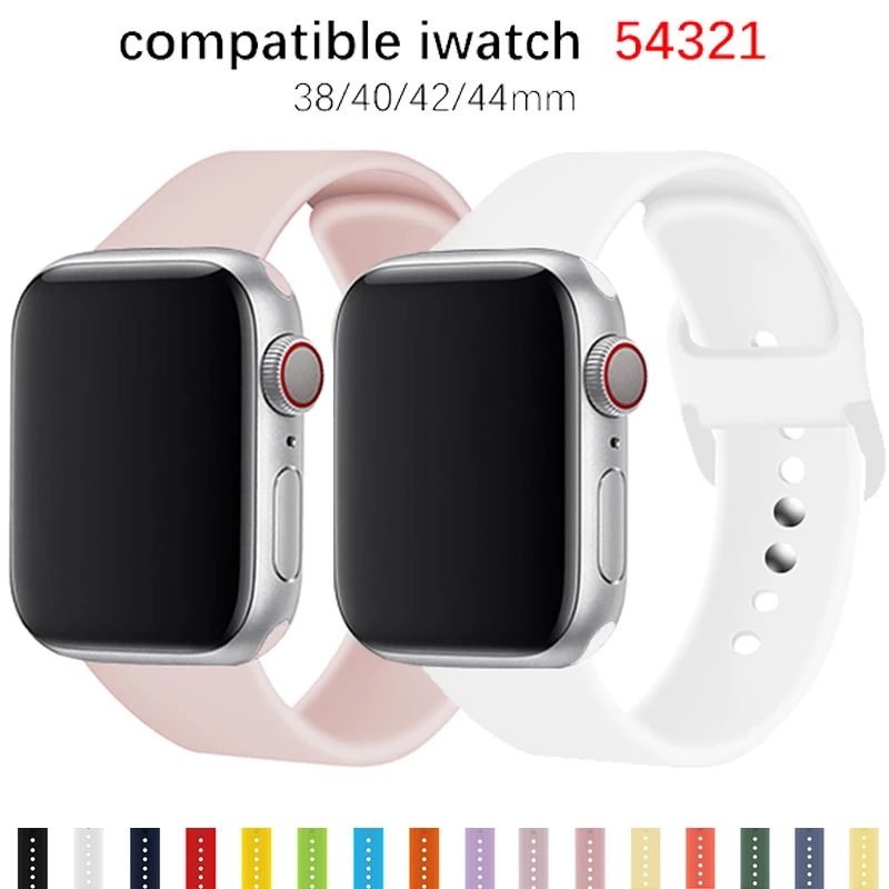 Ремешок силиконовый для apple Watch Series 123 4 5 38 мм 40 42 44 | Наручные часы