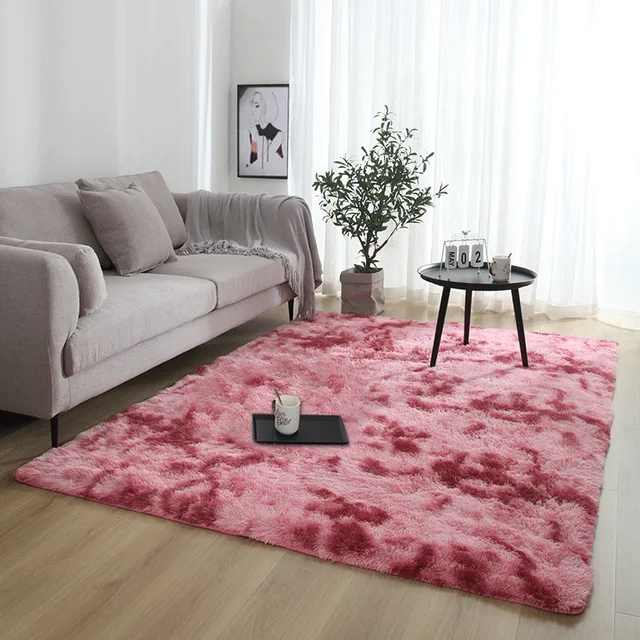 Grey Carpet Tie Dyeing Plush Soft Carpets For Living Room washable personality Dyeing Plush Carpet Rug Anti-slip Floor Mats Rugs B