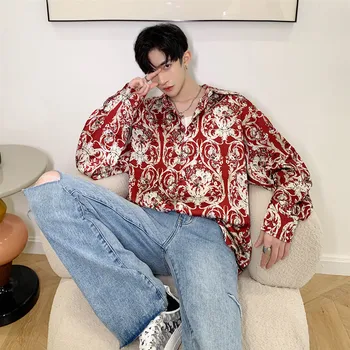 

2020 Summer New Harajuku Korean Version Of Ins Trend Loose Printing Retro Long-sleeved Shirt Couple Casual And Comfortable