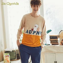 New Men Pajamas Man Sleepwear Men 100% Cotton Leisure Suits Pijama Set Pj Set Plus Size Cartoon Printing Homesuit Homeclothes