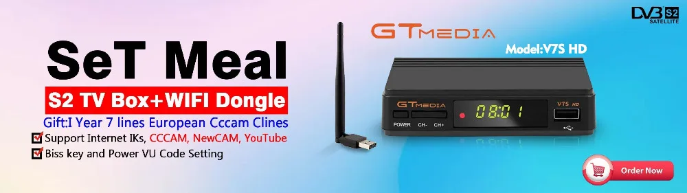 GTMEDIA V7 плюс HDMI спутникового ТВ приемник тюнер Dvb T2 Wi-Fi Usb2.0 Full-HD 1080P Dvb-s2 тюнер ТВ коробка Испания Италия Cccam 5 Клайн