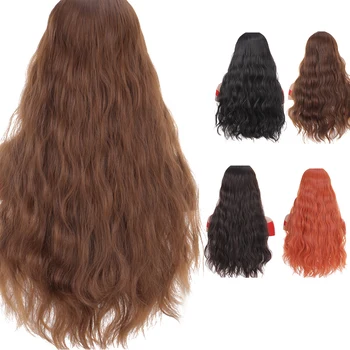 

lolita cheap synthetic wig Orange hair Long Water Wave curly Hairstyle for Women blond girl cosplay fake false hair MUMUP