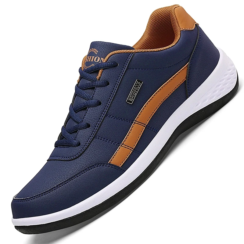 Zapatos de cuero para hombre, zapatillas de tendencia, informales, italiano, transpirables, de ocio, antideslizantes, vulcanizados