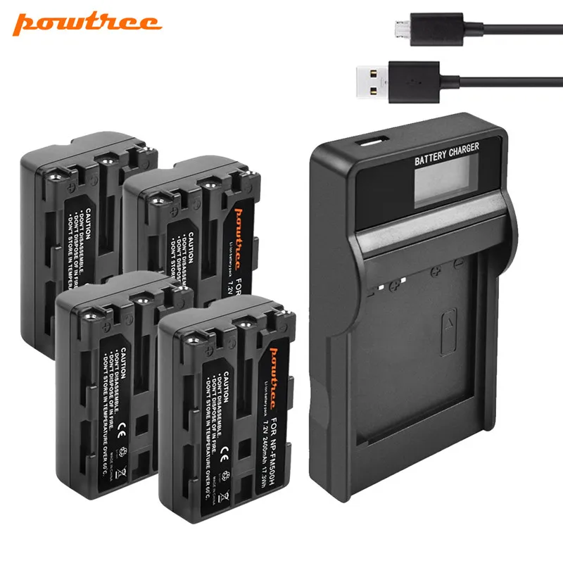 Powtree 2400mah Npfm500h Np Fm500h Camera Battery + Lcd Charger