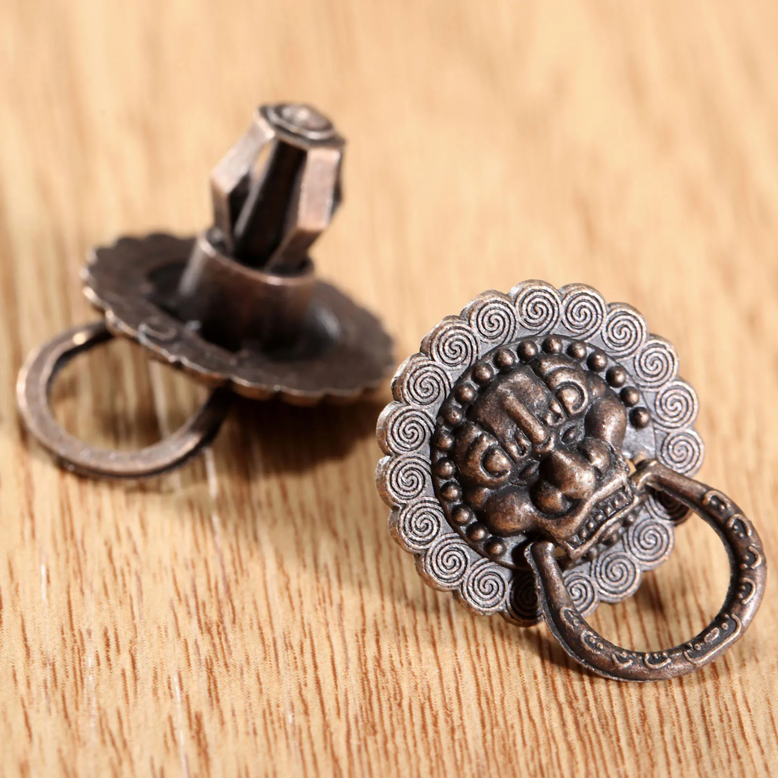 2 шт. железные ручки голова льва старинная медная ручка для дверного кольца