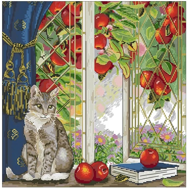 

Early autumn-cat patterns Counted Cross Stitch 11CT 14CT 18CT DIY Chinese Cross Stitch Kits Embroidery Needlework Sets