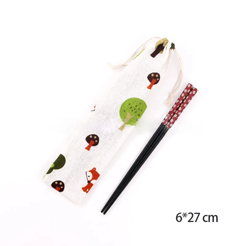 

5PCs 6*27cm Cute Drawstring Cotton Tableware Storage Bag Portable Chopsticks Spoon fork Cloth Pouch for Travel Picnic