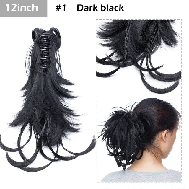 S-noilite Syntheitc Big Grab Ponytail Hair Extension Claw Clip In Ponytail Extension Hair Fake Hairpiece For Women Daily Party 12-1330