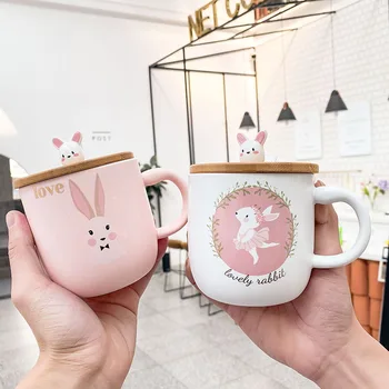

Unique design stylish coffee mug with bamboo lid Creative Ceramic Tea Mugs Breakfast Drinkware Breakfast cup Novelty Gifts