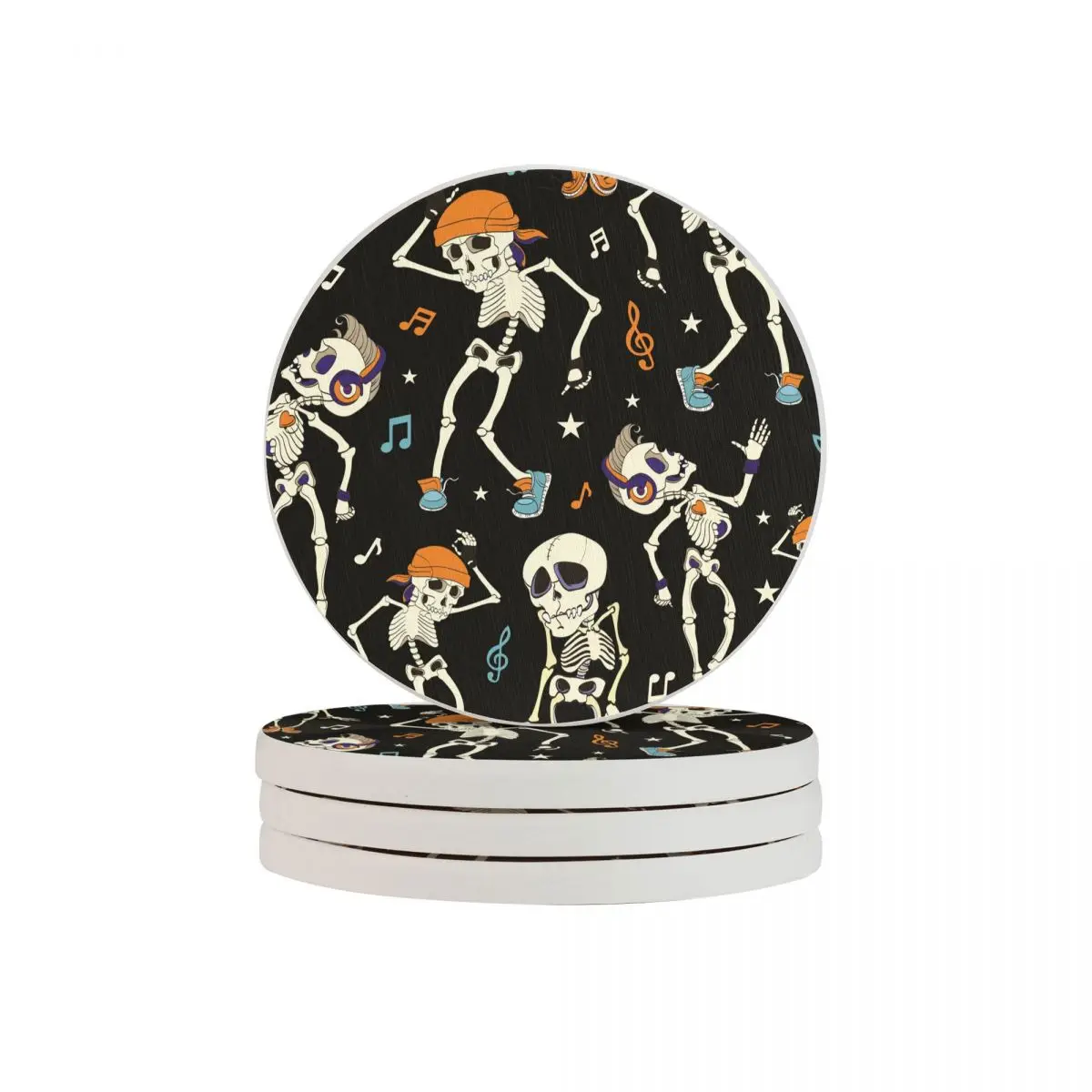 Подставка под чашку танцующие скелеты для вечеринки музыка диско и наушники