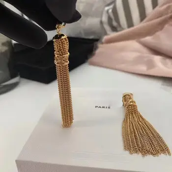 

New Arrivals Creative New Oval Tassel Earrings European American Simple Brass Long Ear Hook Explosion Earrings Wholesale