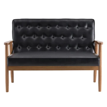 

Two-person Retro PU Leather Lounge Chair Light Black