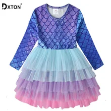 DXTON Детское платье для девочек зимние Детское платье принцессы для вечеринки для девочек с длинными рукавами одежда для малышей Новогоднее платье vestidos Fille