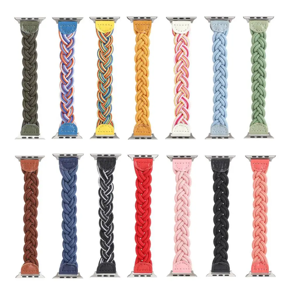 

For Apple Watch Correa 6 Se 5 4 3 Solo Loop Band Woven Nylon Wrist Watch for iwatch 38mm 40mm 42mm 44mm Sports Braided Bracelet.