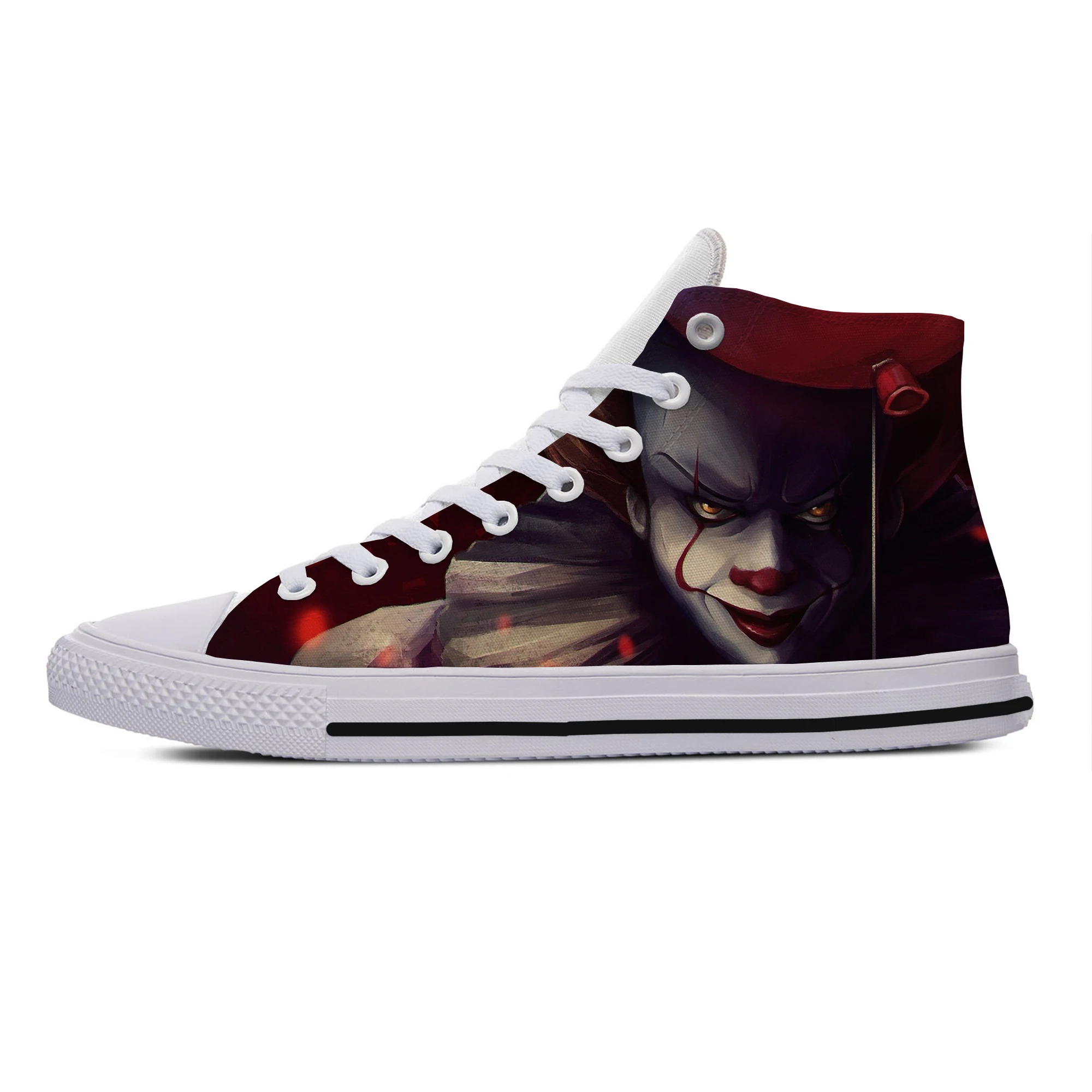 Лидер продаж; Новинка; обувь с изображением фильма «IT Pennywise»; обувь с изображением клоуна Стивен Кинга; модель 1990 года; удобная легкая дышащая парусиновая обувь