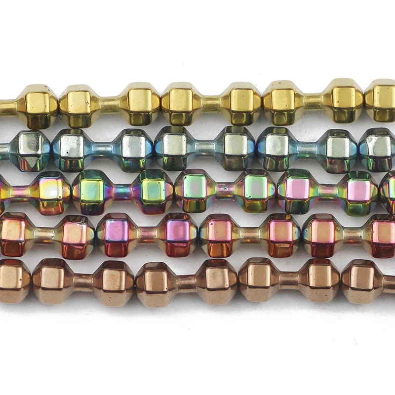 

Dumbbell Shape Rose Red Blue,Gold color Natural Stone Hematite Loose Beads For Jewelry Making DIY Bracelet Pendant 10pcs 15x6MM