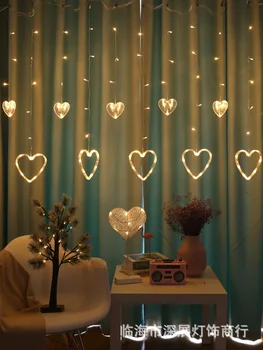 

Hot Selling LED Colorful Lights Heart-Shaped Icicle Lights Indoor Room Curtain GIRL'S Romantic INS Decorative Lighting Chain