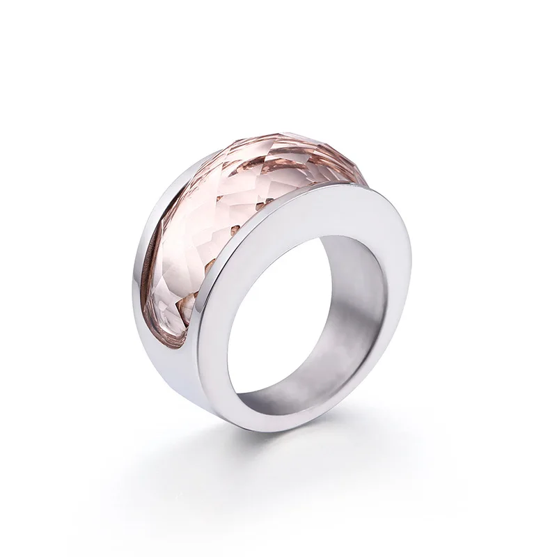 Silver Light Orange Богемные болгарийские золотые кольца из нержавеющей стали для женщин размер 6-9 с разноцветными кристаллами кольца для девушек женские вечерние ювелирные изделия - Цвет основного камня: Silver Light Orange