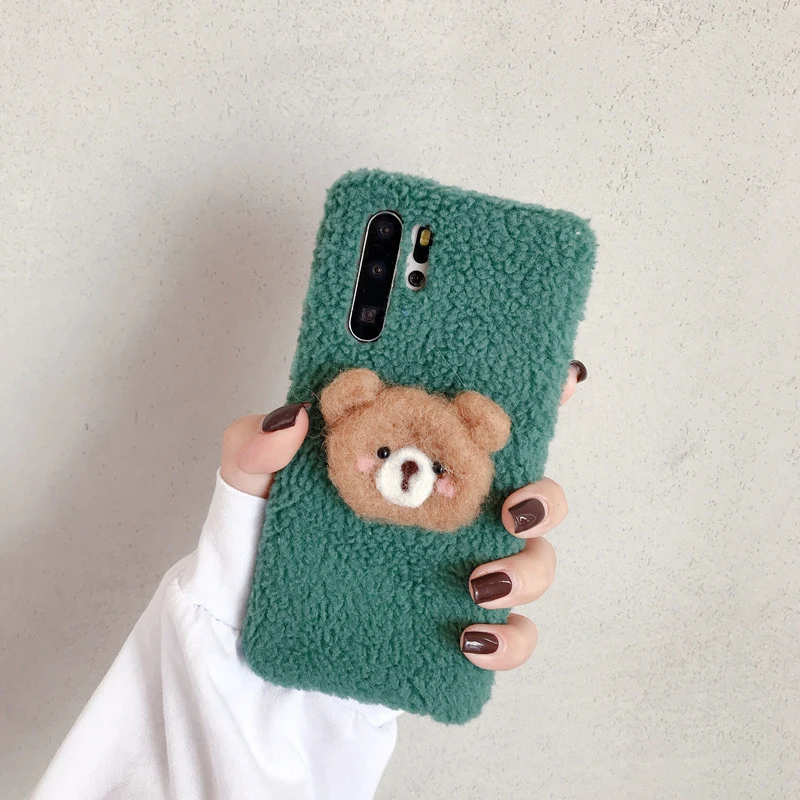 Пушистый милый мультяшный плюшевый чехол для iPhone 11 11 Pro Max X XR XS MAX Чехол Мягкий ТПУ противоударный чехол для iPhone 7 8 6 6S Plus Coque