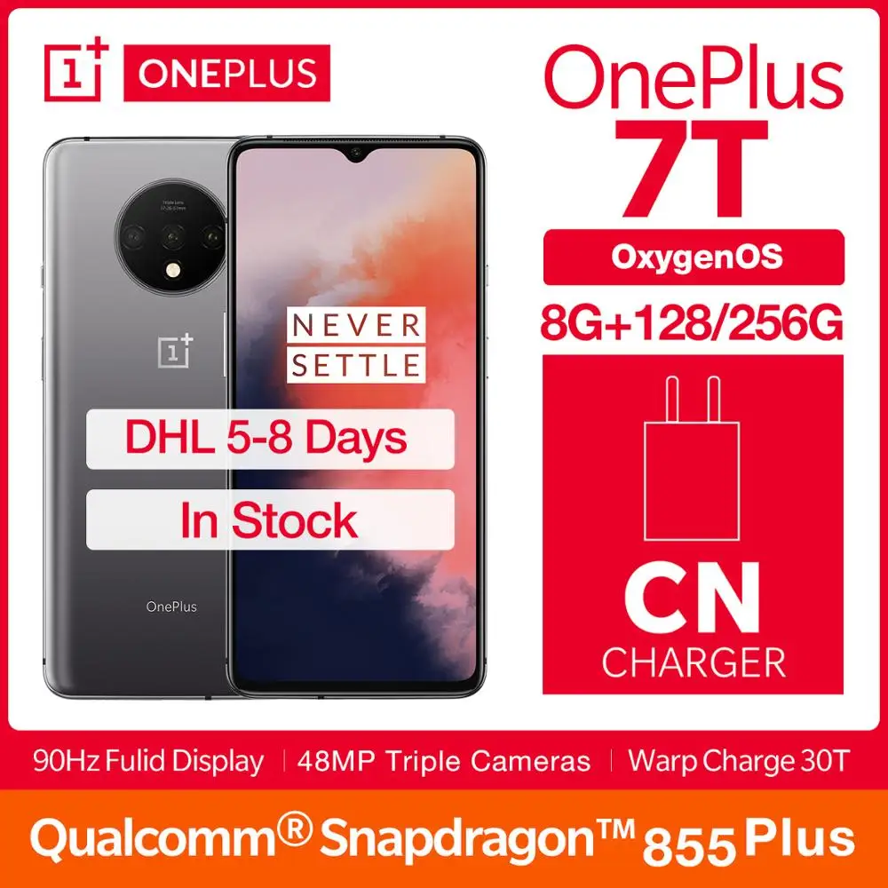  OnePlus 7T Global ROM Smartphone Snapdragon 855 Plus 6.55'' AMOLED Screen 90Hz Fluid Display 48MP T