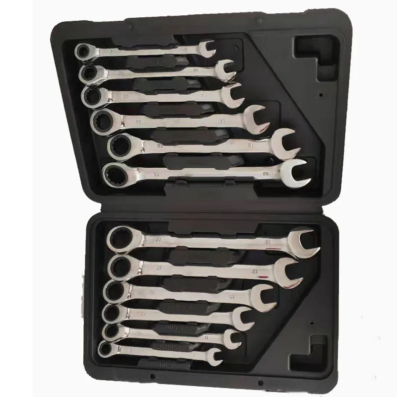 Durable ratchet wrench set plum blossom open combination wrench two-way double fast ratchet wrench auto repair tools