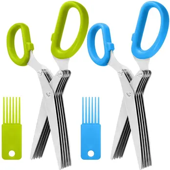 

Multi-purpose Kitchen Scissors With Cleaning Brush Minced 5 Layers Chopped Laver Tools Kitchen Shredded Scissor Scallion Cutter